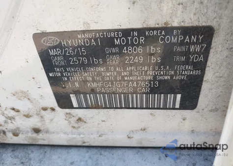 2015 Hyundai Azera из США, поврежденный, VIN KMHFG4JG7FA476513